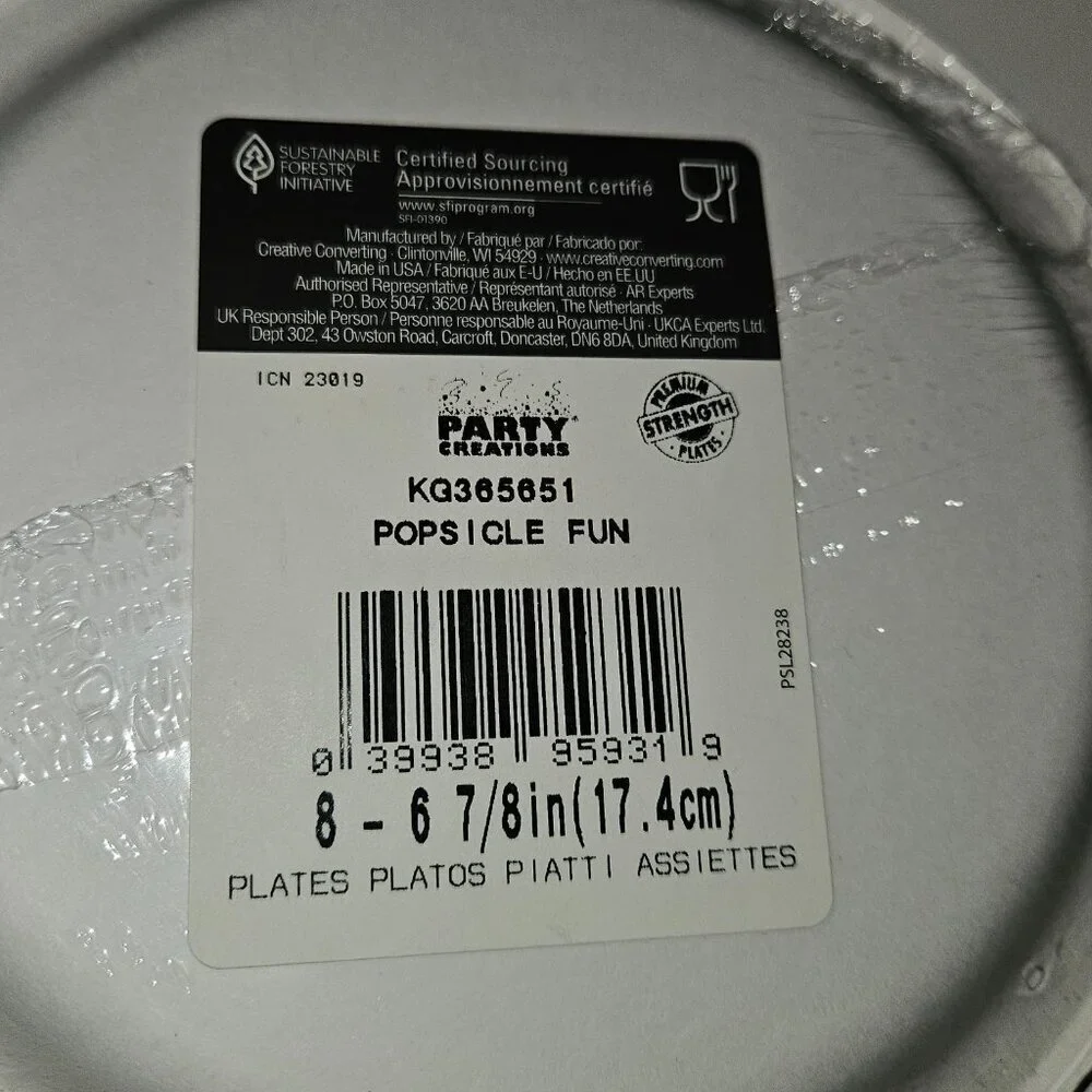 NEW 3 Pkgs Summer Paper Plates Lot Pineapple Popsicles Stars 4th July Picnic